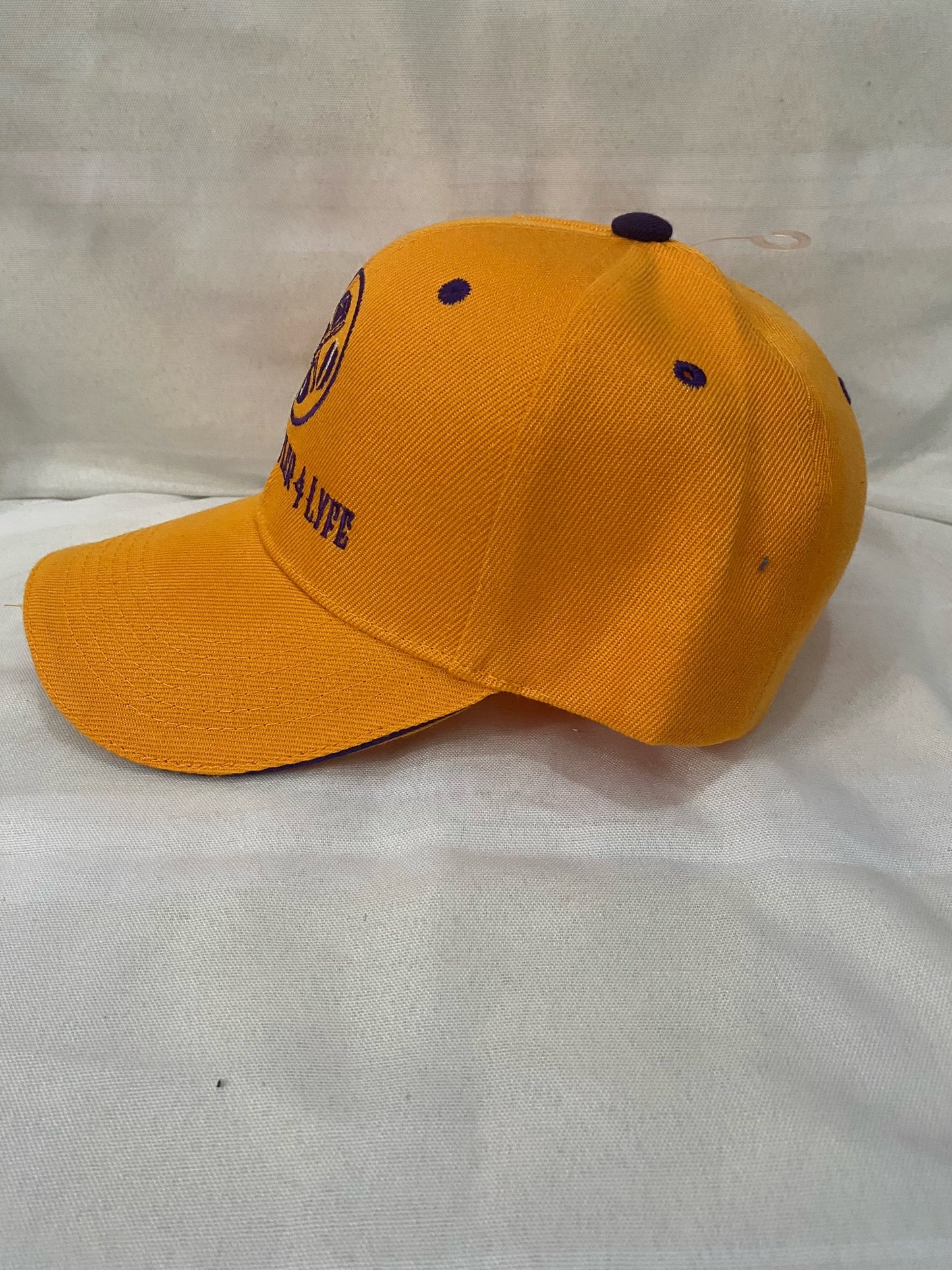 True Hustler 4 Lyfe Gold and Purple Backstrap Baseball Hat (Original)