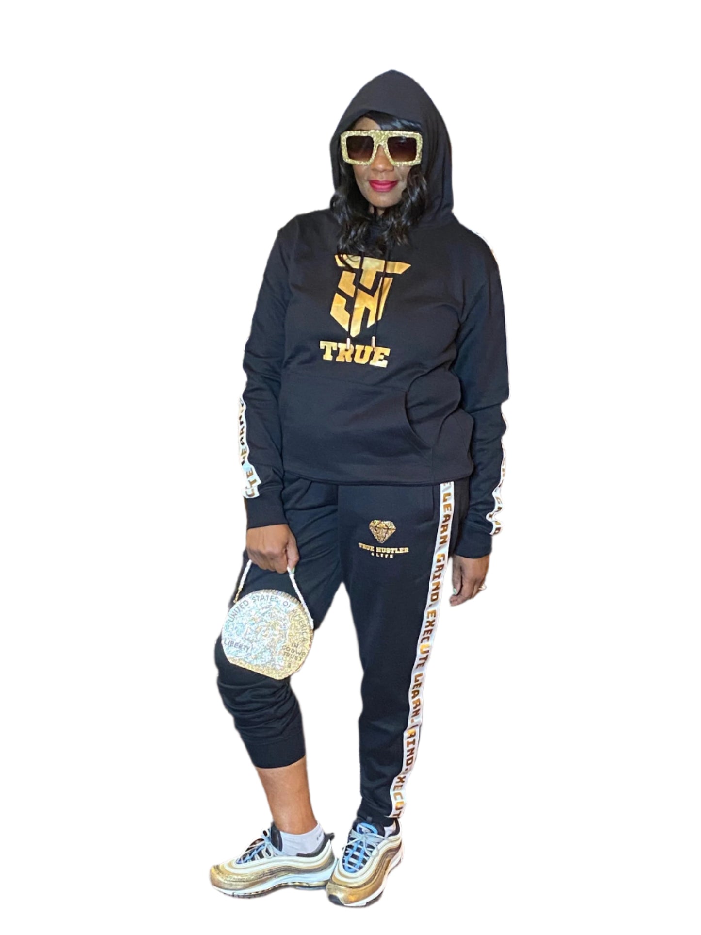 Hustler’s Luxe Rhinestone Stripe Tracksuit