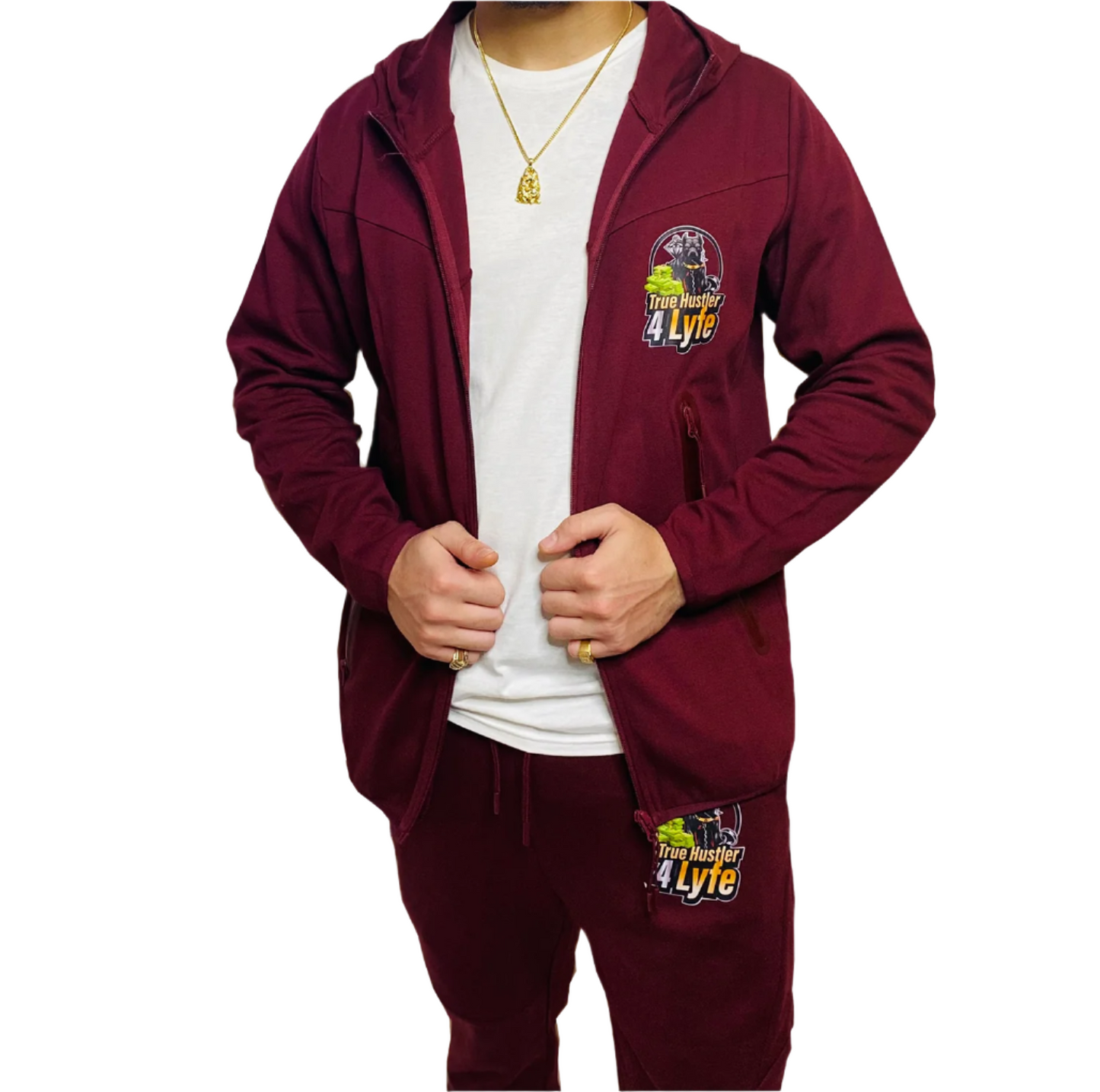 "Original" True Hustler 4 Lyfe Burgundy Tech Tracksuit (Unisex) – Limited Edition