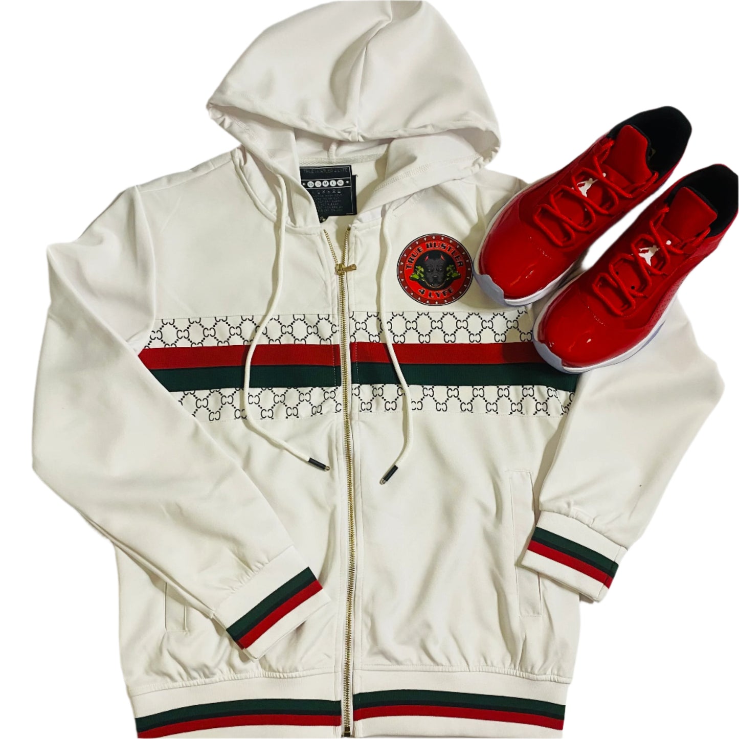True Hustler 4 Lyfe " CEO" 2 Piece Luxury Jogging Suit (Executive White)