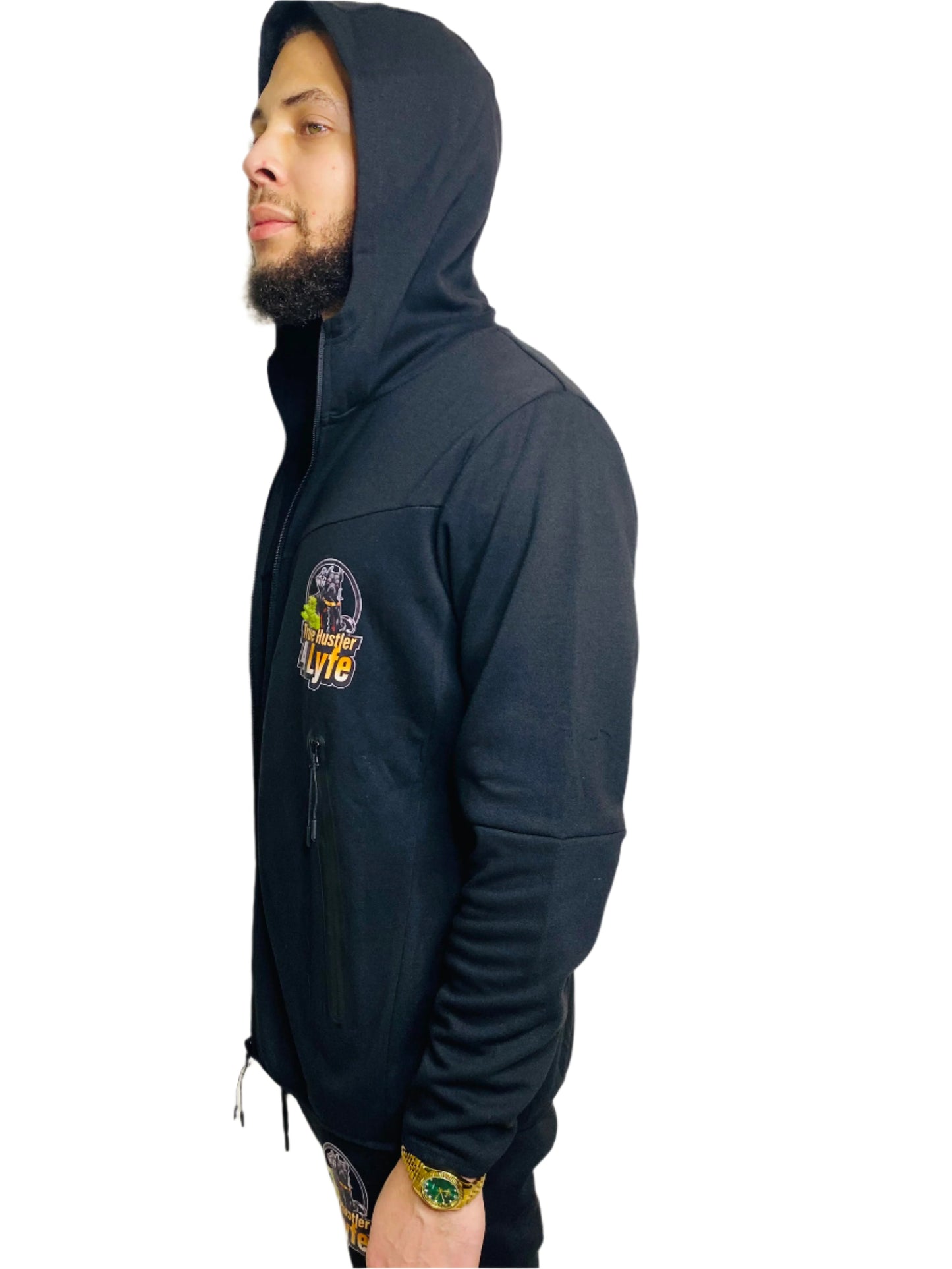 True Hustler Original Tech Tracksuit – Black 2-Piece Unisex Jogging Suit