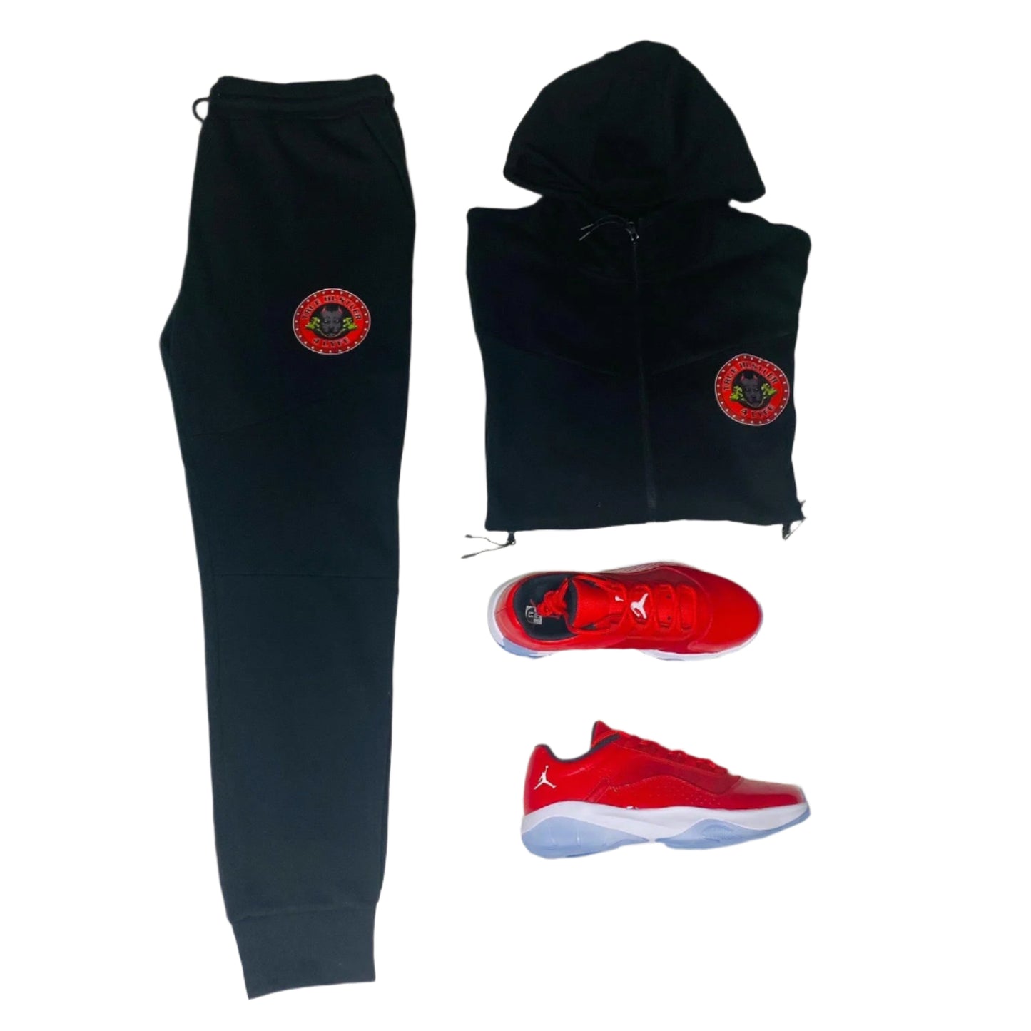 True Hustler 4 Lyfe "Grind" Black 2-Piece Tech Jogging Suit