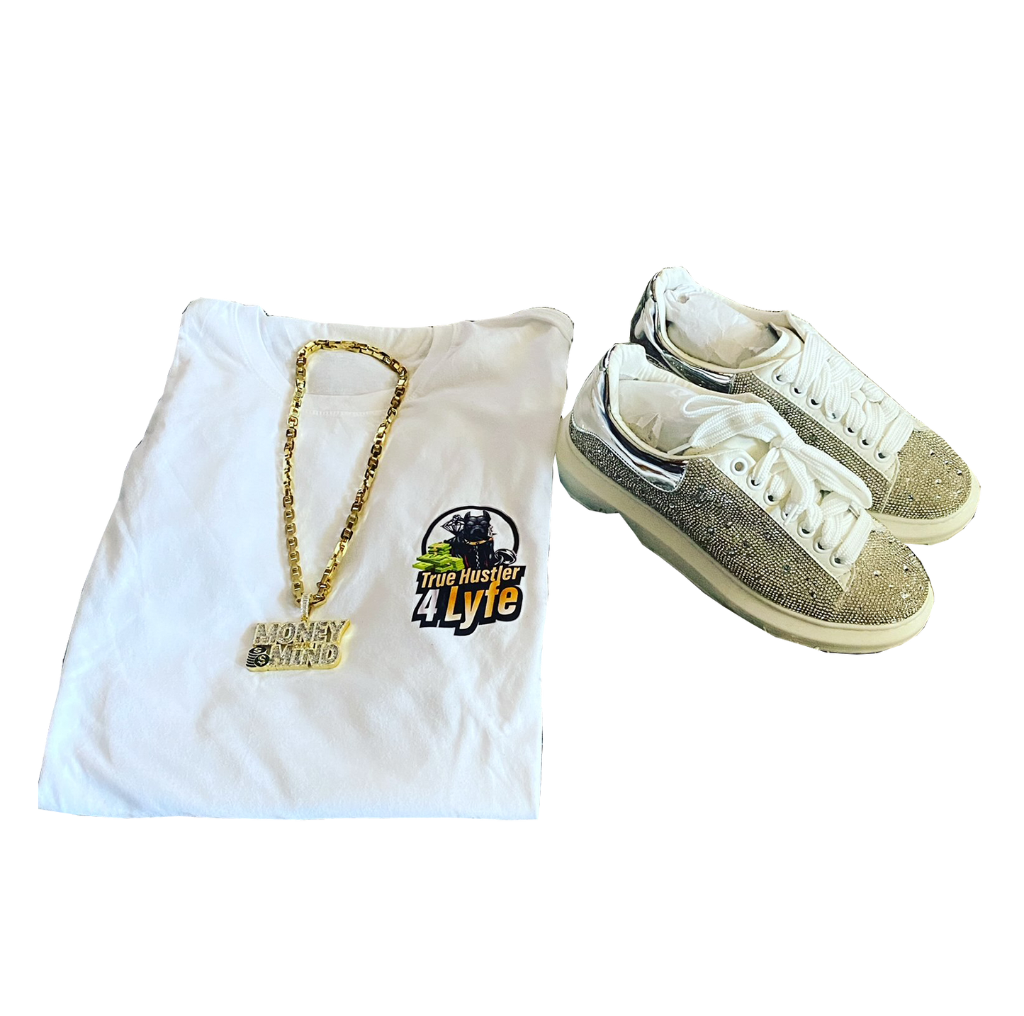 "The Original True Hustler 4 Lyfe Unisex Graphic Tee - White Heavy Duty Cotton T-Shirt with Black Original Logo"
