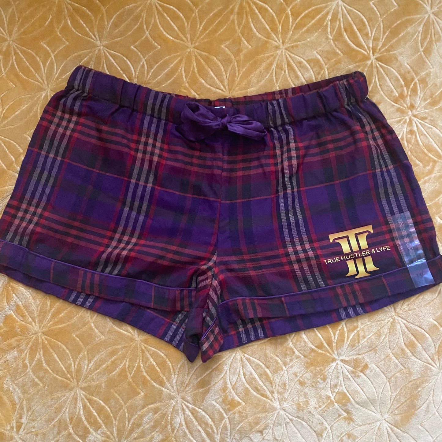 Women's Multicolor Luxury Pajama Shorts with Gold True Hustler 4 Lyfe Logo | Premium Quality