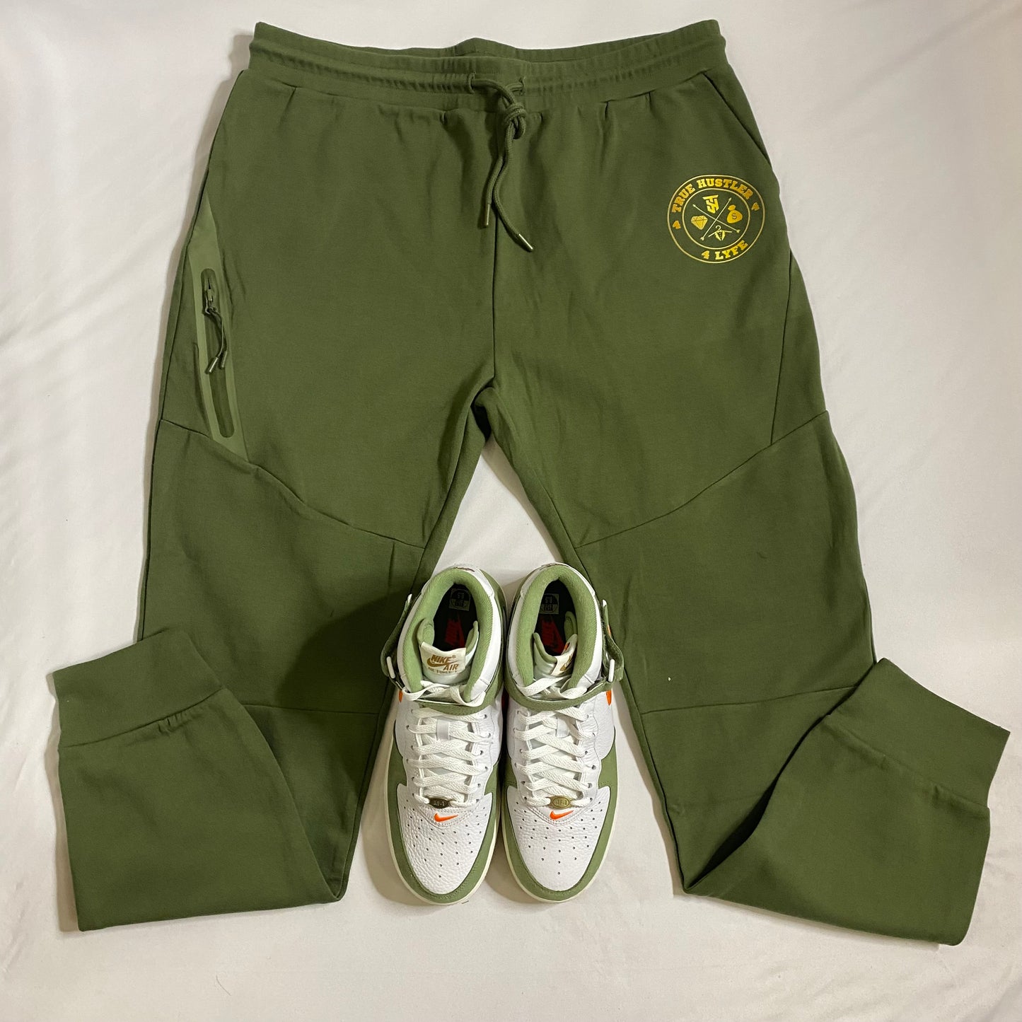 The "Original" True Hustler 4 Lyfe Olive Green Tech 2-Piece Jogging Suit (Unisex)