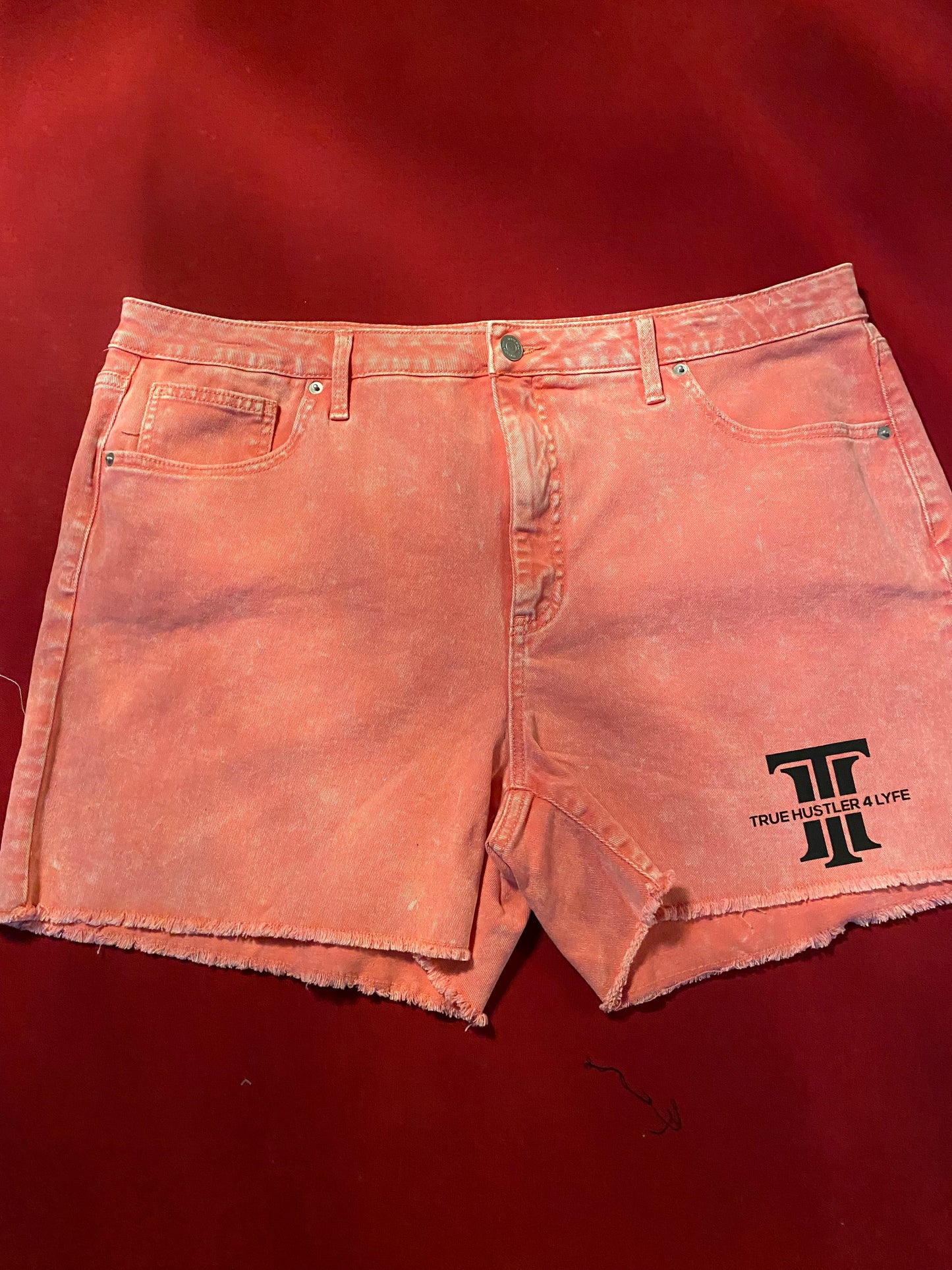 Radiant Vibes - TH4L Pink Acid Wash Jean Shorts