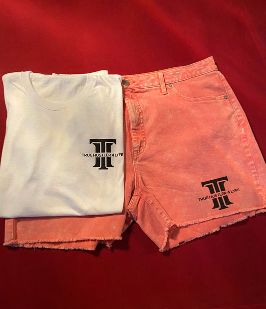 Radiant Vibes - TH4L Pink Acid Wash Jean Shorts