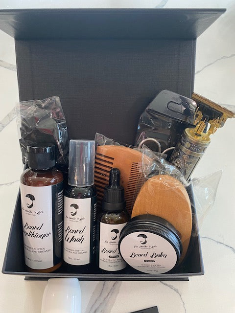 Men’s Natural Beard Grooming Kit – Complete Beard Care Set with Trimmer, Oils, Balm, Wash & Travel Bag | Perfect Gift for Father’s Day, Birthdays & More