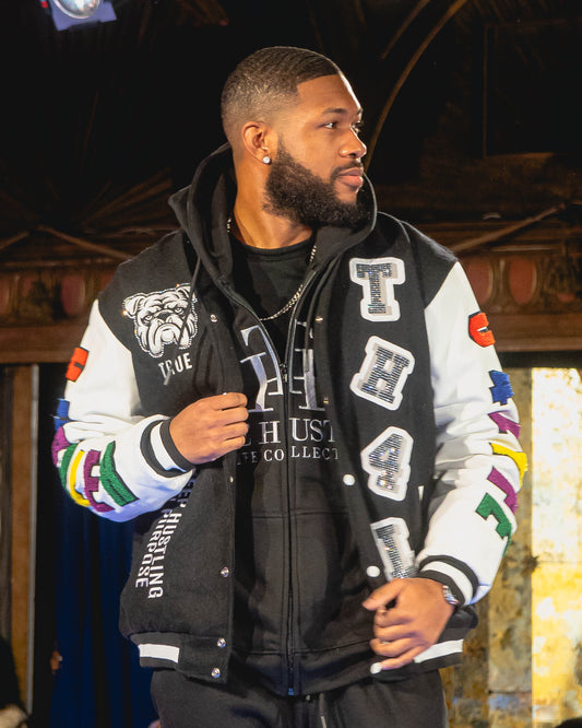 PRE-ORDER ONLY :TH4L "True Hustler 4 Lyfe" Varsity Jacket – Elite Edition (Black)