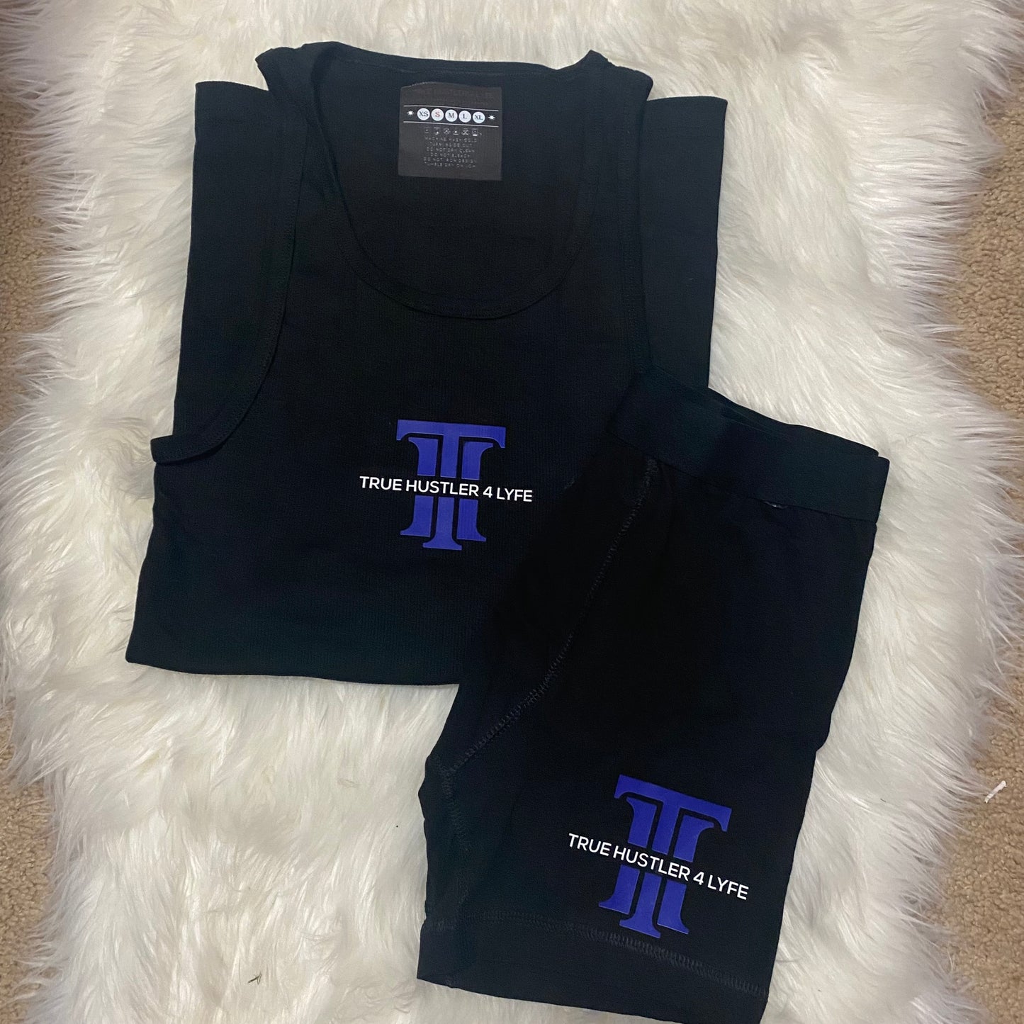 Men's Black Boxer Briefs and Black Tank Set with Blue Hustler Logo (Limited Edition)