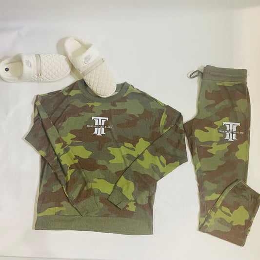 Comfy Military Green Camo 2 Piece Pajama set