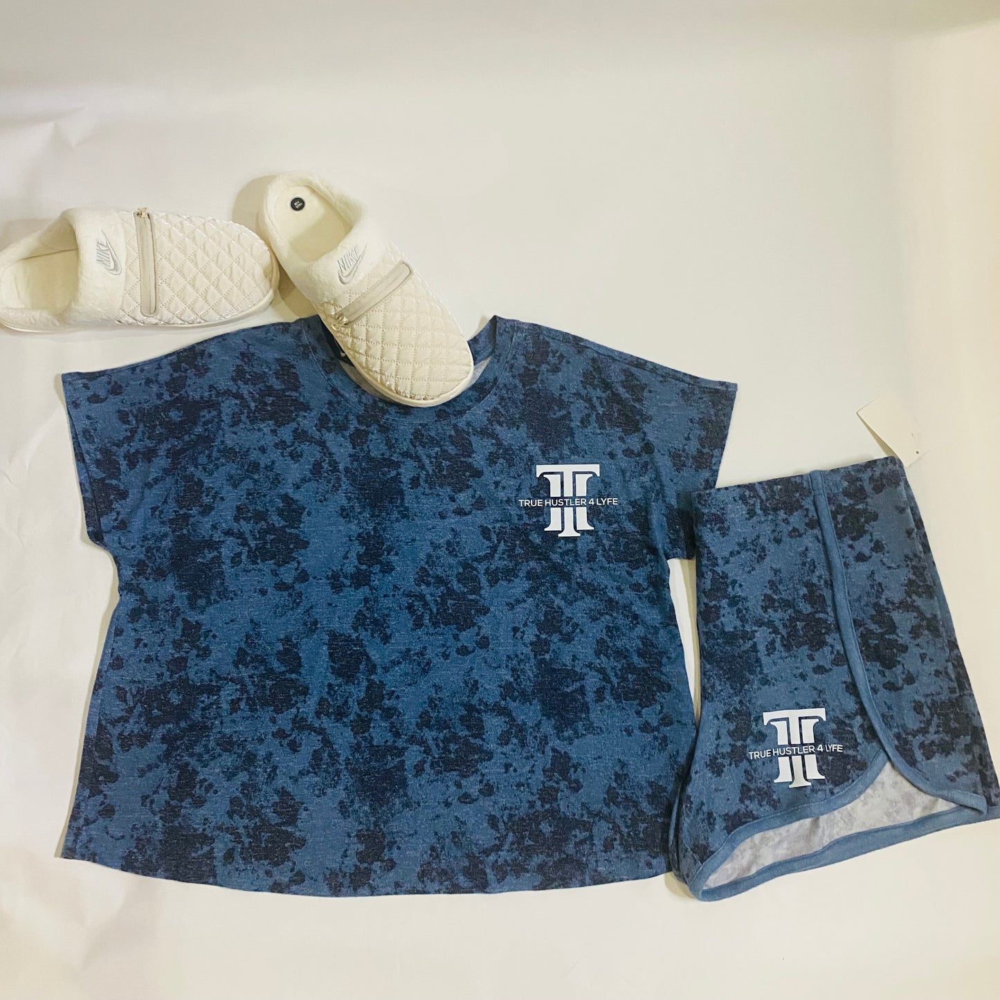 TH4L Midnight Blue Tie Dye Women's 2-Piece Pajama Short Set - Size Large