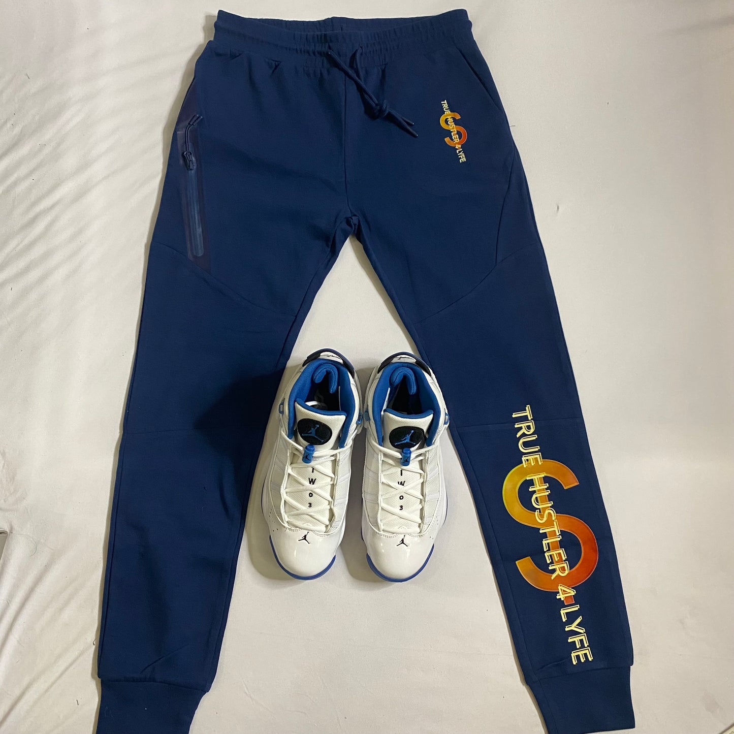 True Hustler 4 Ocean Blue Lyfe Black Tech 2 Piece Jogging Suit (unisex)