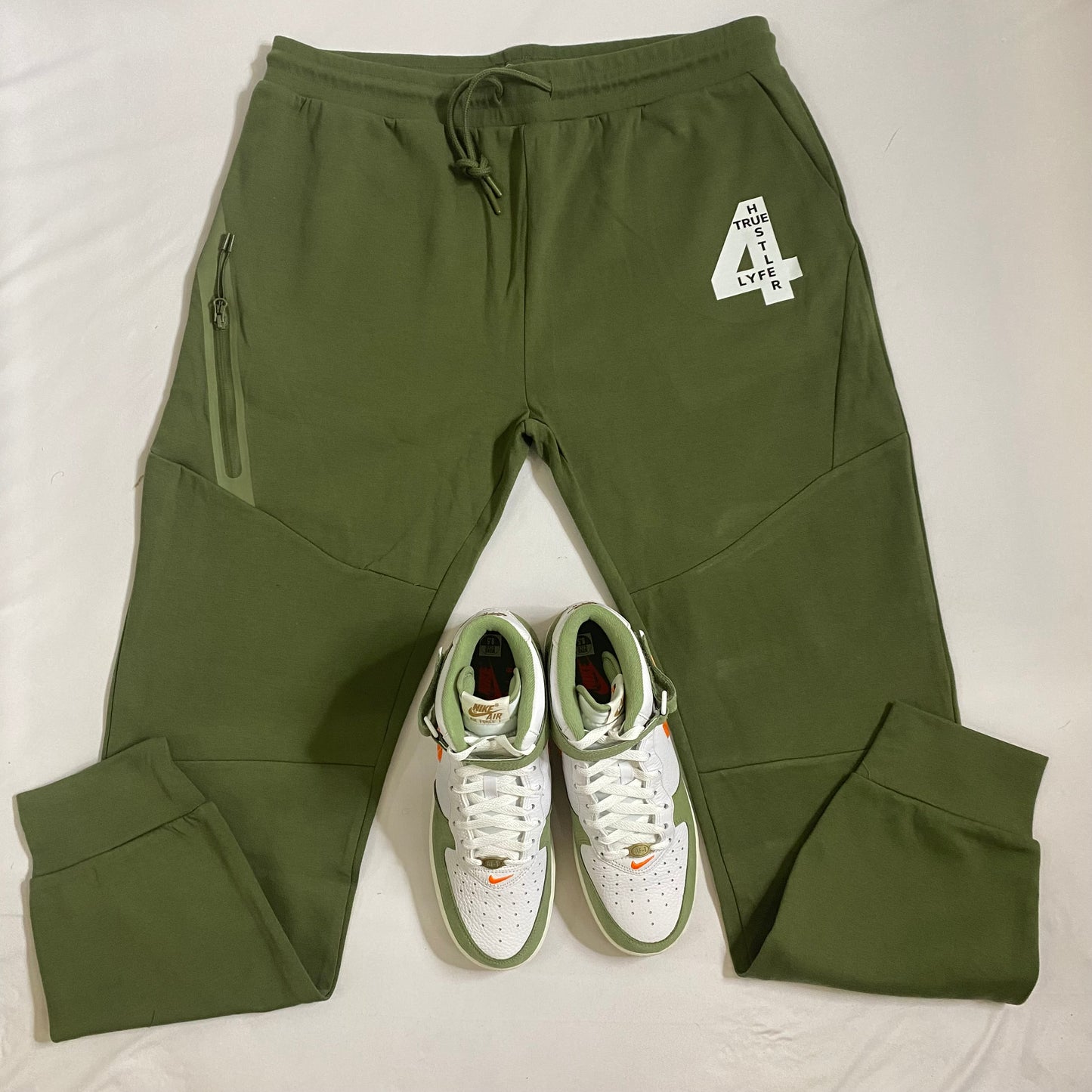 Olive Green Unisex Tech Tracksuit with" Whats 4 U Is 4 U Logo"