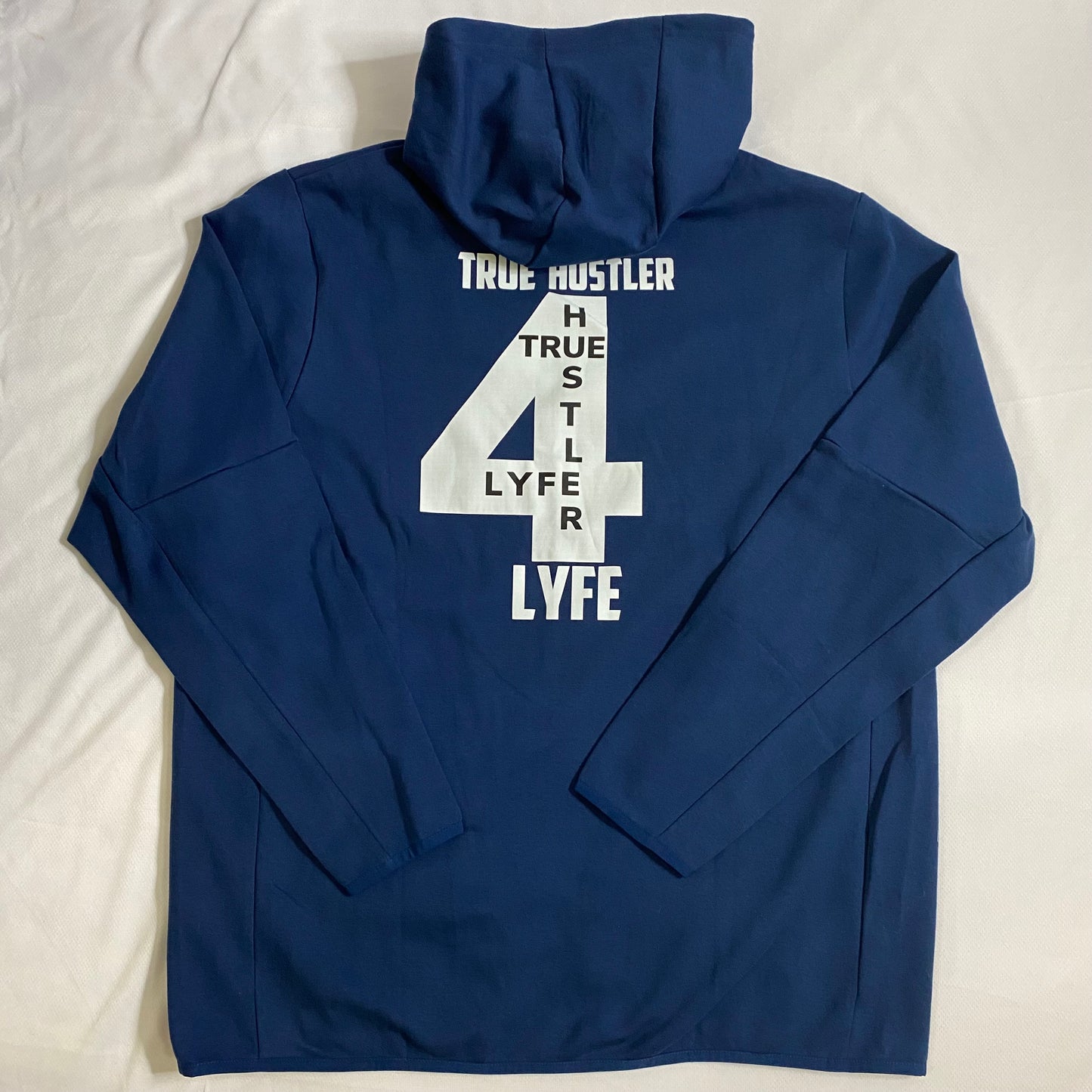 True Hustler 4 Lyfe Blue and White #4 Tech 2 Piece Jogging Suit (Unisex)