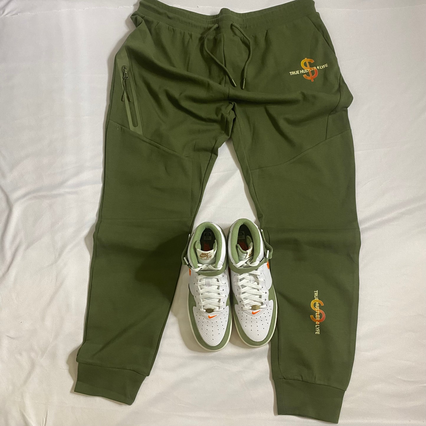 True Hustler 4 Lyfe Olive Green Tech Jogging Suit (Unisex)