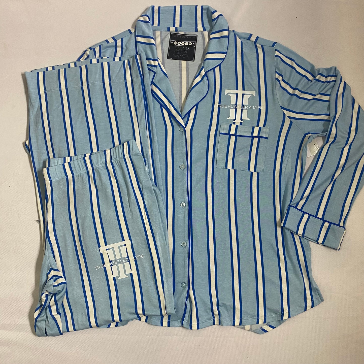 Blue Dream Women's Pin Striped 2 Piece Shorts Pajama Set