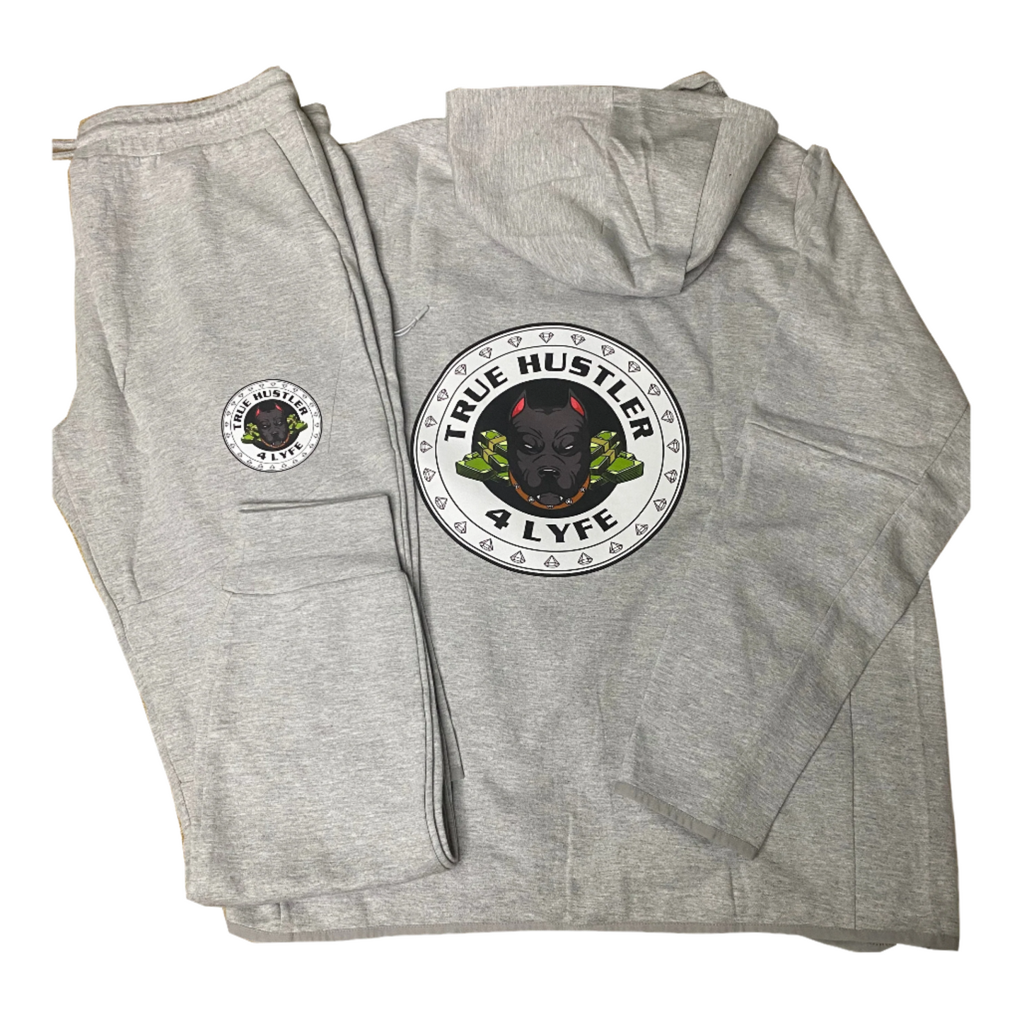 The True Hustler 4 Lyfe Grind Grey 2- Piece Tech Jogging Suit ( Unisex)