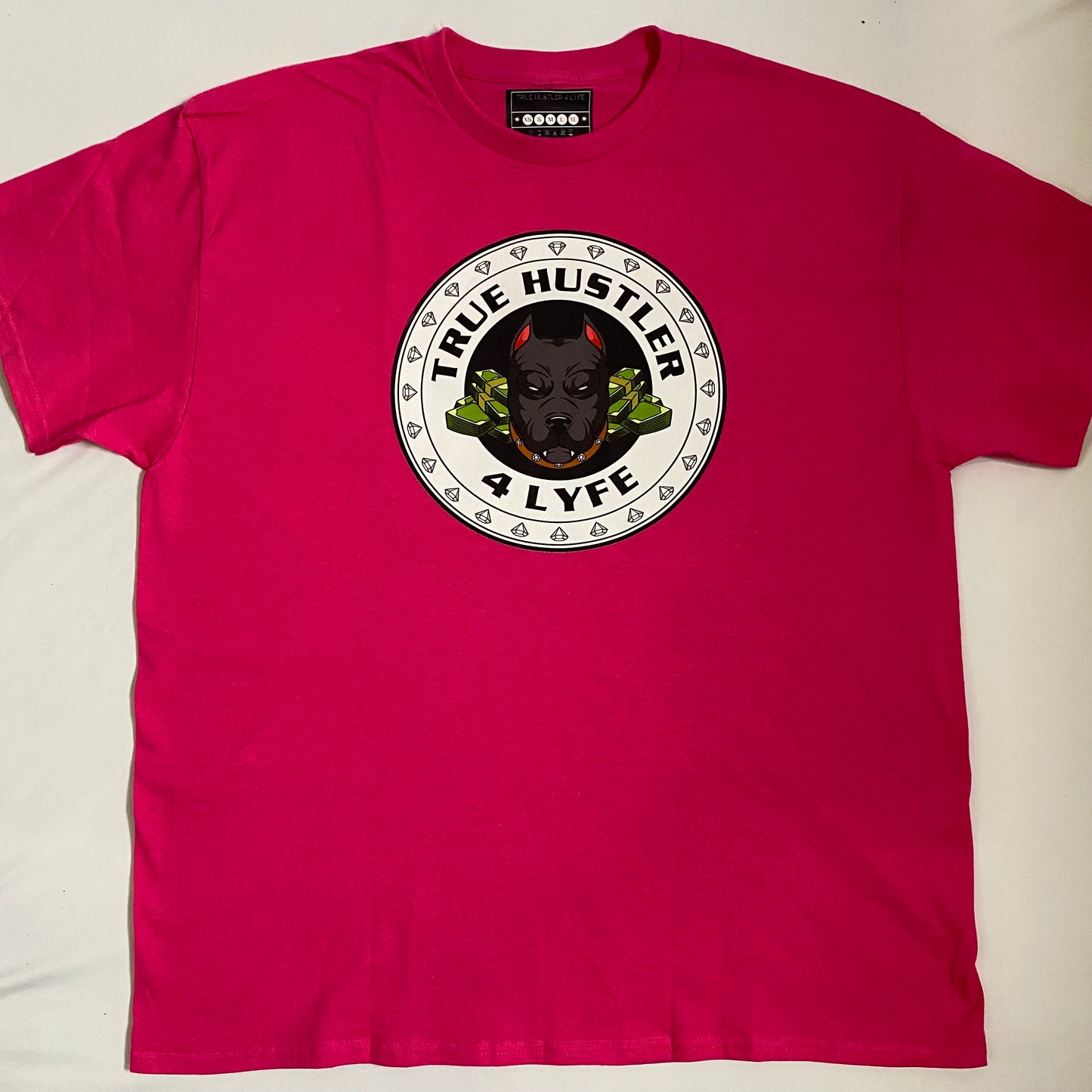 "TH4L Grind Collection Unisex Graphic Tees - Hot Pink Heavy Duty Cotton T-Shirt and White Grind Logo Tee"