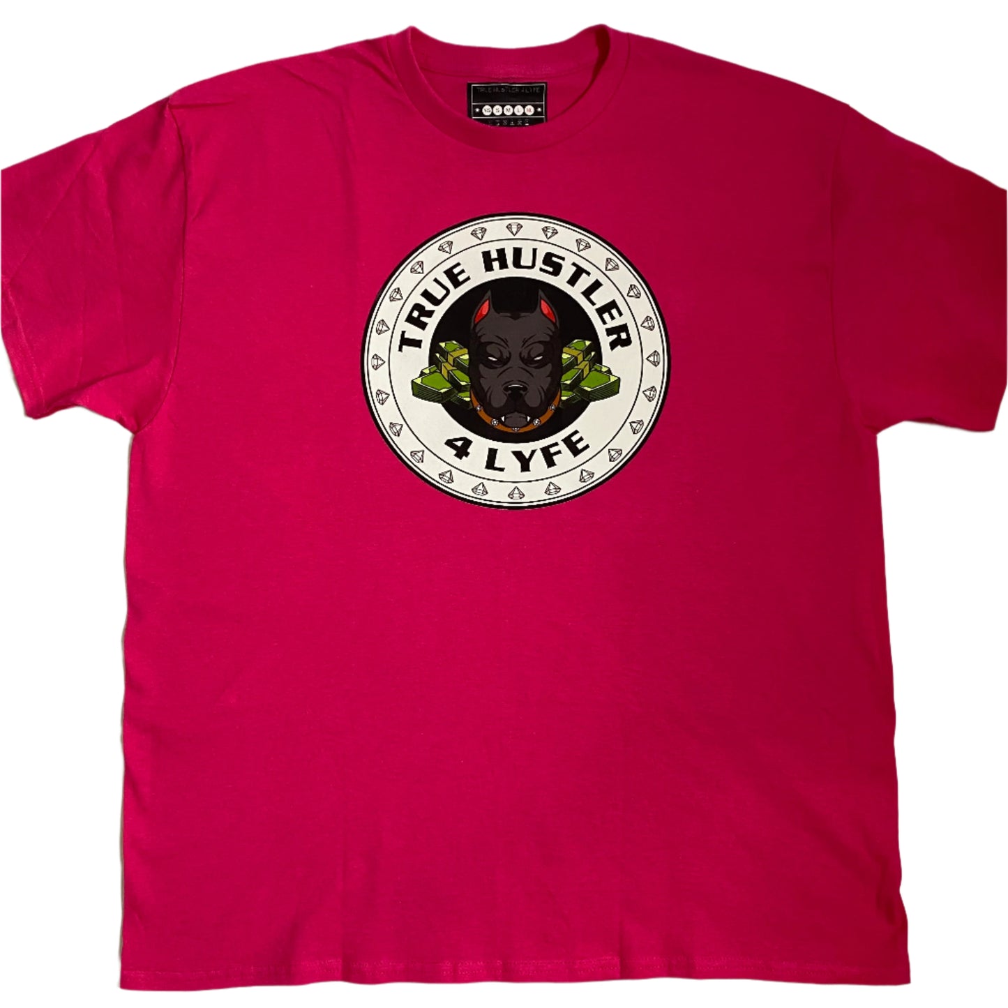 TH4L Grind Collection Unisex Graphic Tees - Hot Pink Heavy Duty Cotton T-Shirt and White Grind Logo Tee