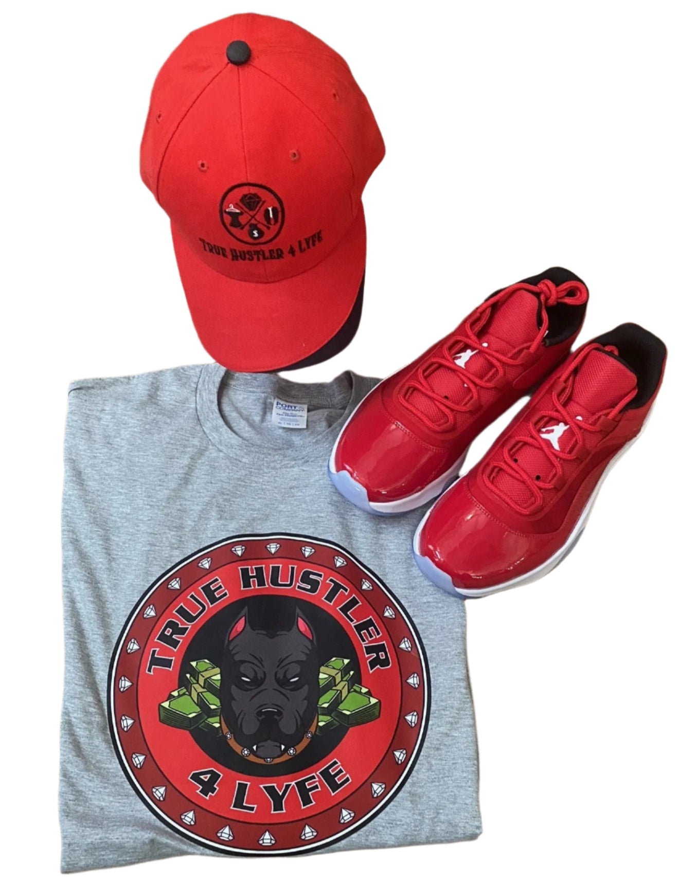 Grey Luxury Tee with Red Grind Logo - Soft and Comfortable Short Sleeve T-Shirt for Men and Women