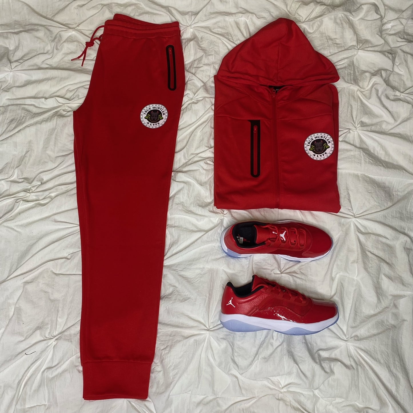 The True Hustler 4 Lyfe Grind Red 2- Piece Tech Jogging Suit ( Unisex)