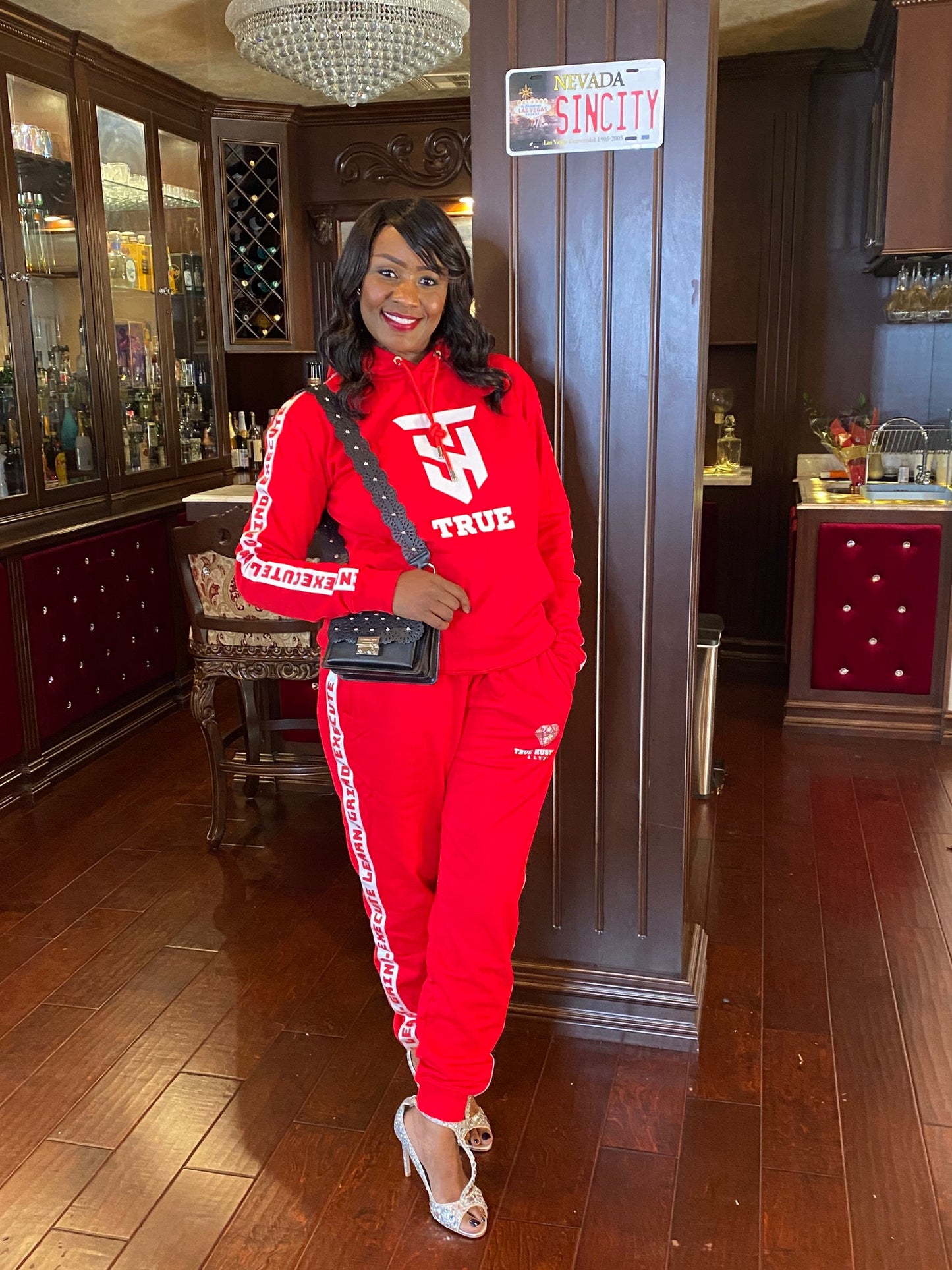 True Hustler 4 Lyfe "LGE" Collection Red Carpet Red 2 Piece Luxury Jogging Suits (Unisex)