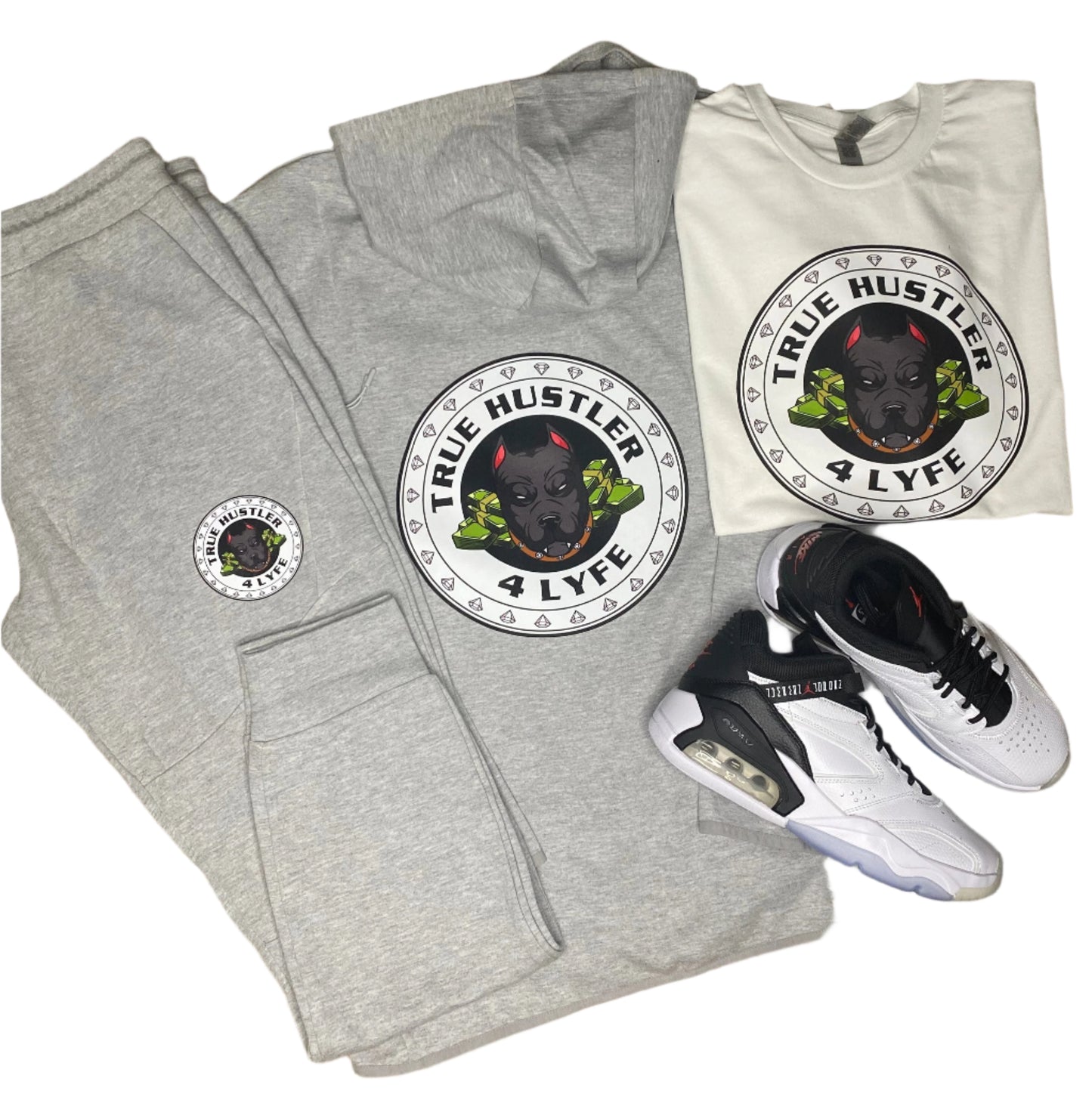 The True Hustler 4 Lyfe Grind Grey 2- Piece Tech Jogging Suit ( Unisex)