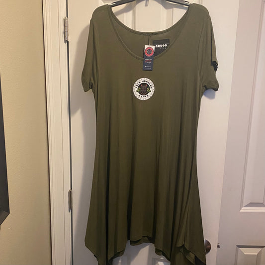 Women's Olive Green Cotton Maxi Dress  ( Large)
