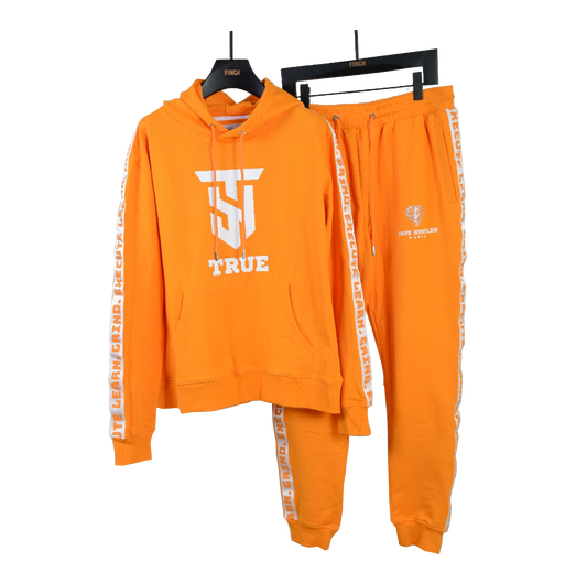 True Hustler 4 Lyfe "LGE" Collection Summer Orange 2 Piece Luxury Jogging Suit (Unisex)