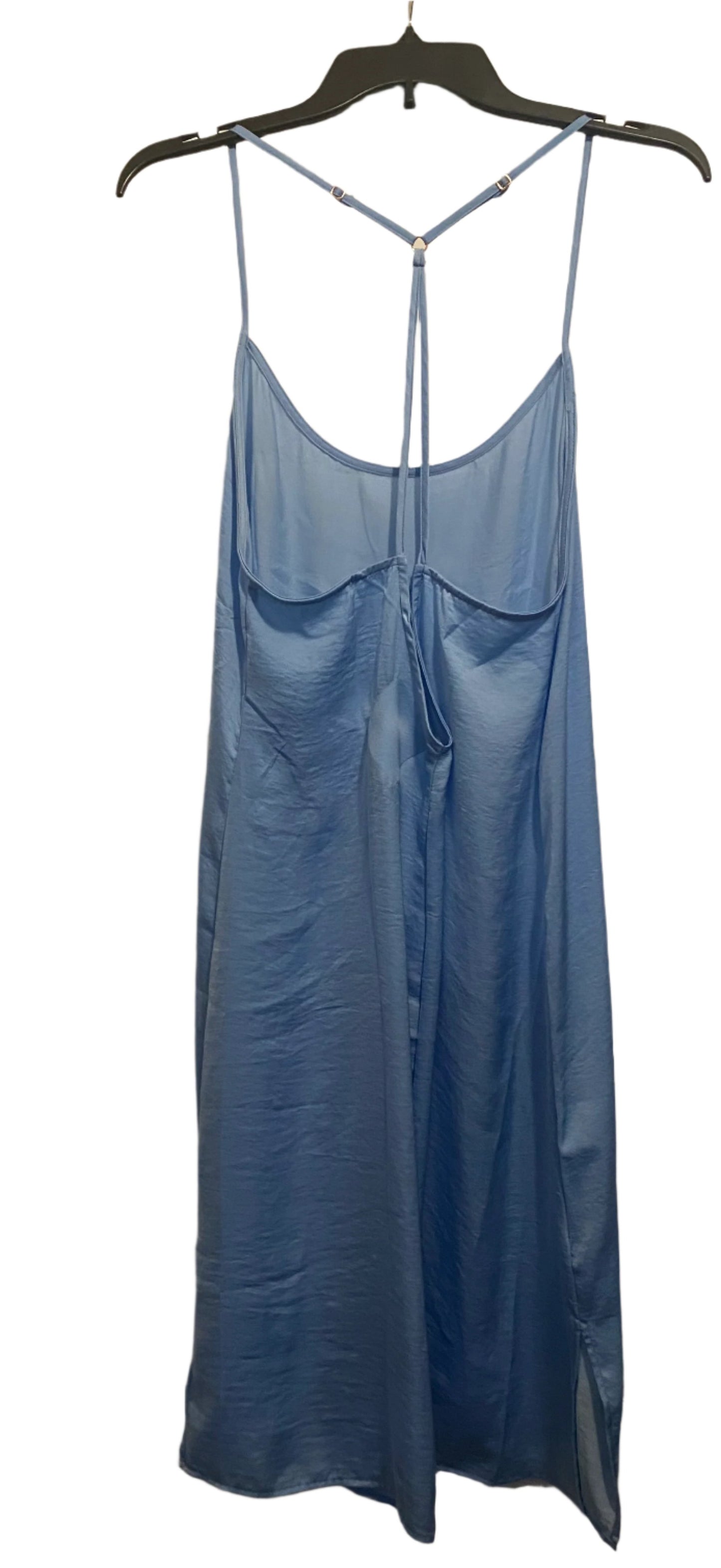 Soft Silk Powder Blue Nightgown with Elegant Back Straps