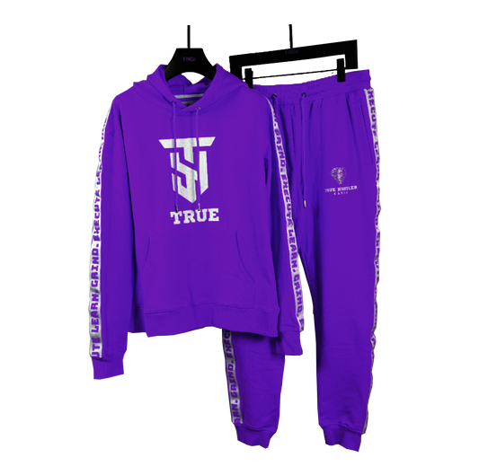 True Hustler 4 Lyfe "LGE" Collection Purple 2 Piece Luxury Jogging Suits ( Unisex)