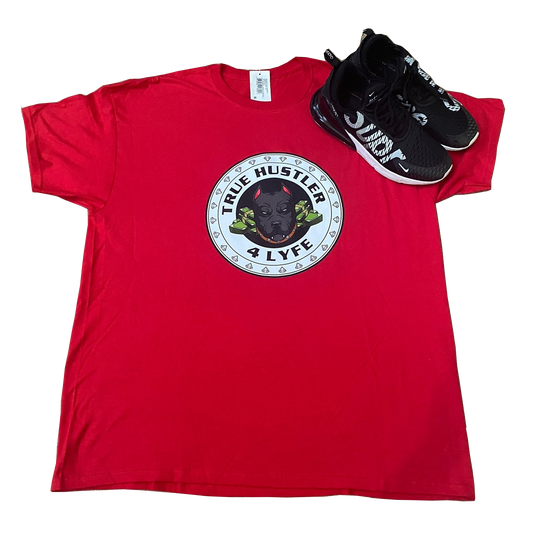 TH4L Grind Collection Unisex Graphic Tees - Red Heavy Duty Cotton T-Shirt and White Grind Logo Tee