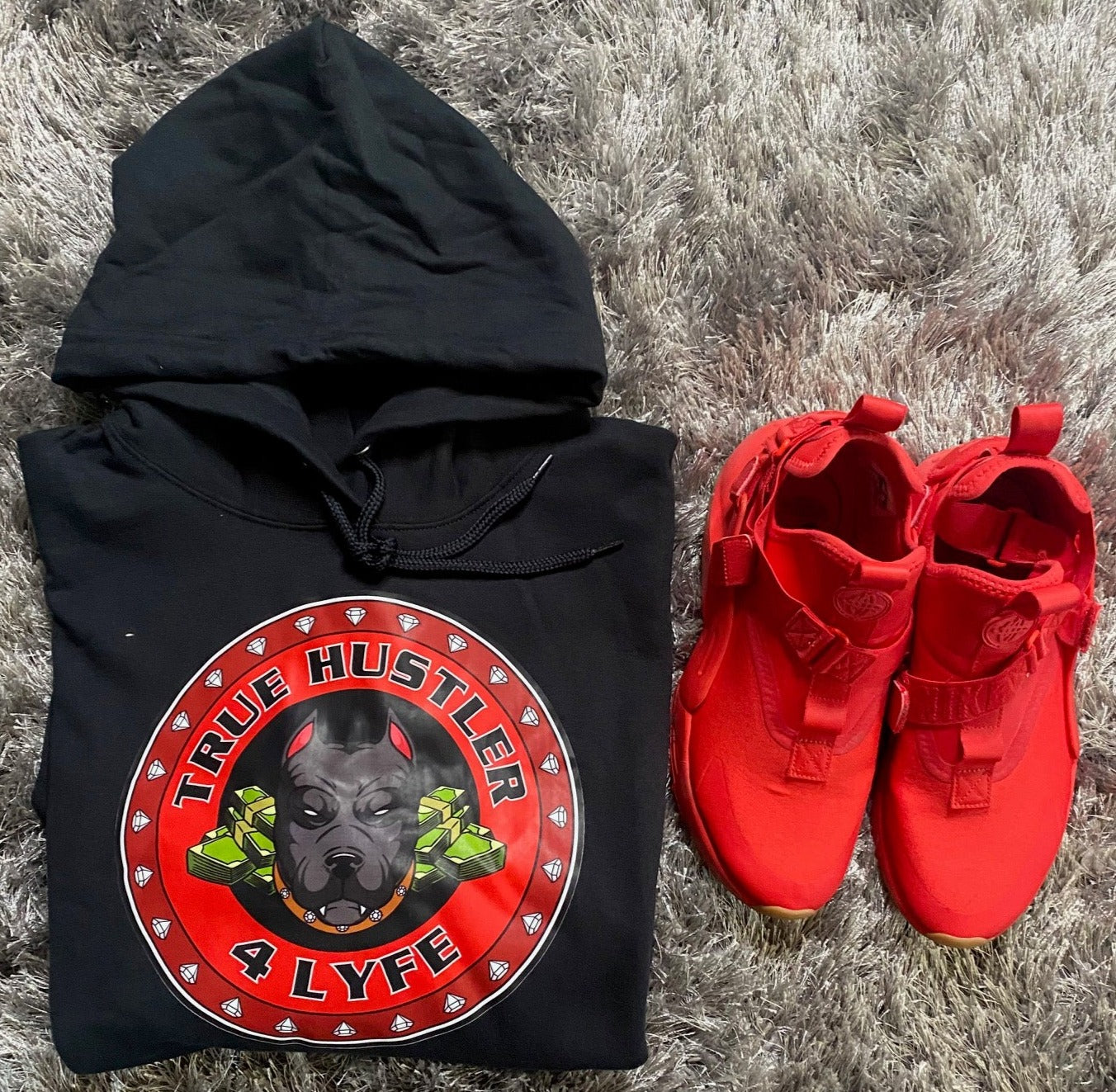 Black Luxury Hoodie with Red Grind Logo