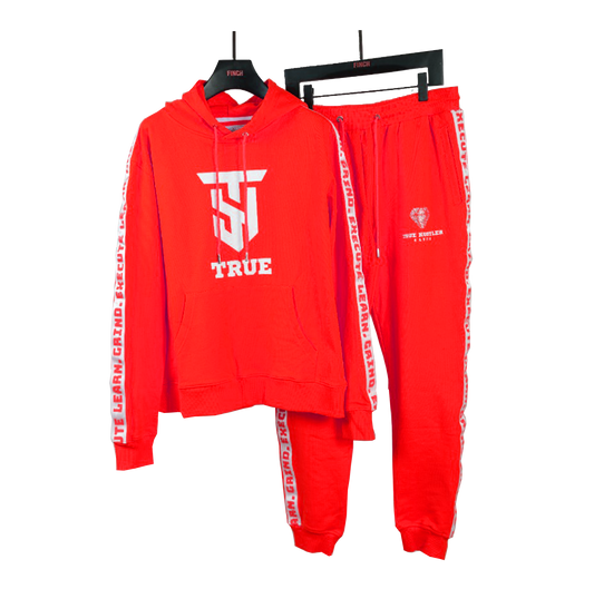 True Hustler 4 Lyfe "LGE" Collection Red Carpet Red 2 Piece Luxury Jogging Suits (Unisex)